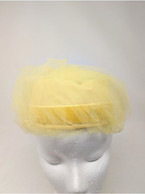 Vintage 60s Yellow Netting Hat Cloche Union Made main image 6